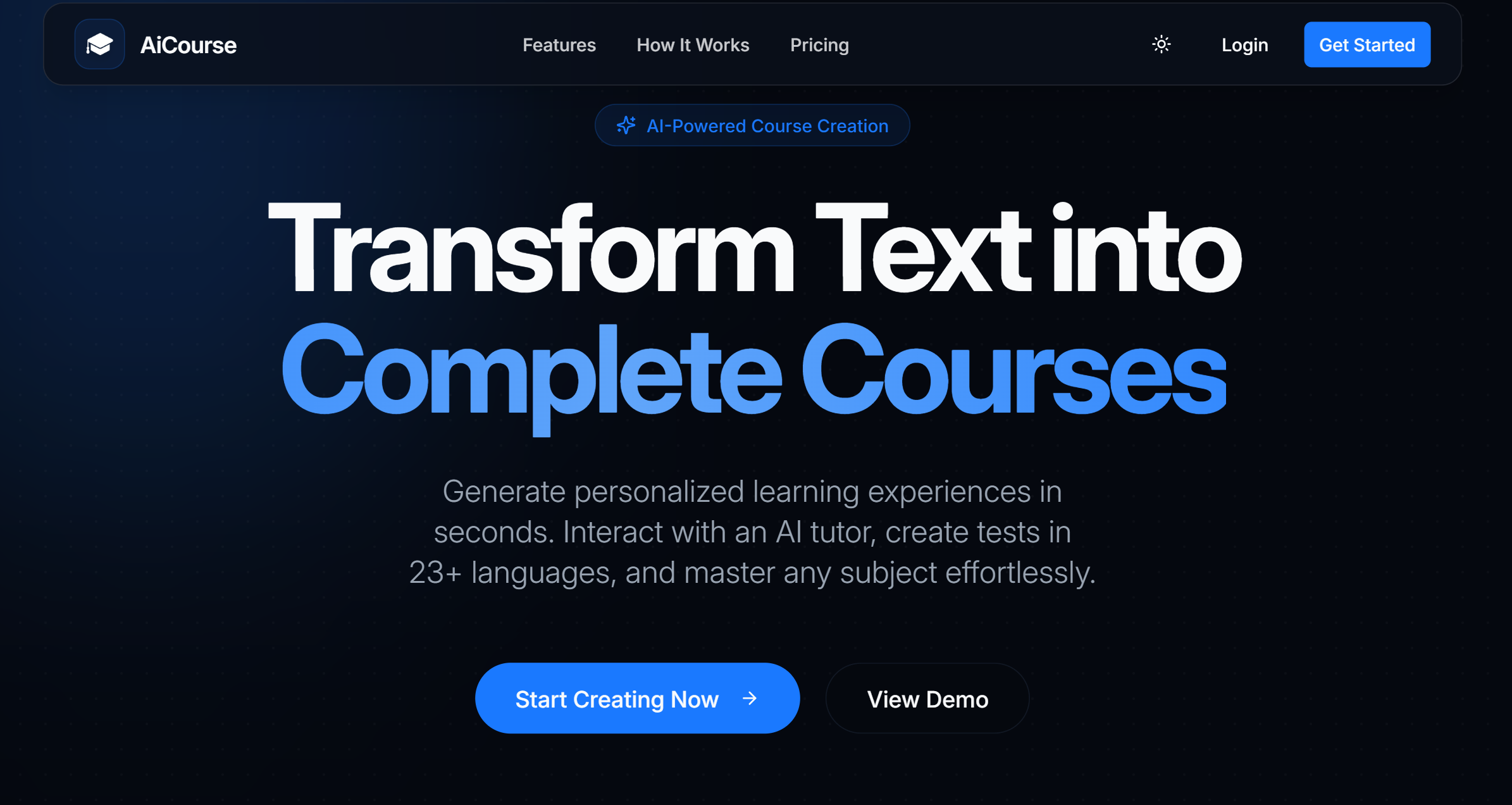 Preview of project AI Course Generator